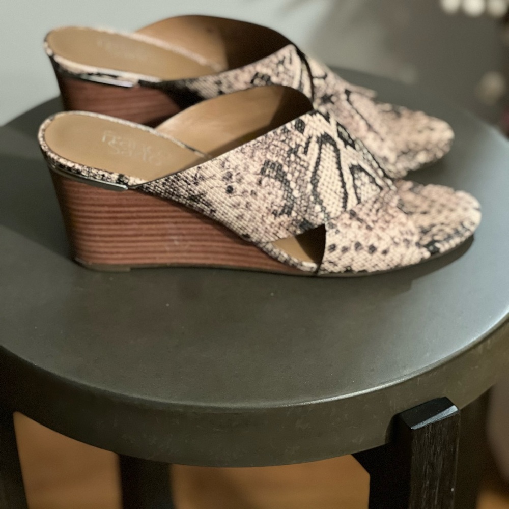 Franco Sarto Snake Print Wedge Sandals